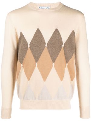 Kašmírový sveter s vzorom argyle Ballantyne béžová