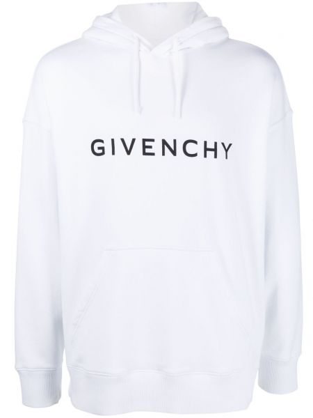 Hanorac cu glugă din bumbac cu imagine Givenchy alb
