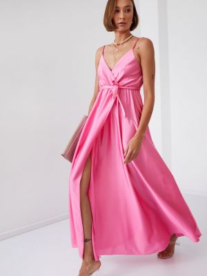 Rochie lunga din satin Fasardi roz