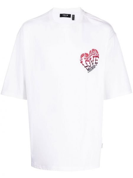 T-krekls ar izšuvumiem ar sirsniņām Five Cm balts