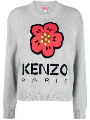 Kvetinový sveter Kenzo sivá