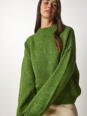 Voľný priliehavý sveter Happiness İstanbul zelená
