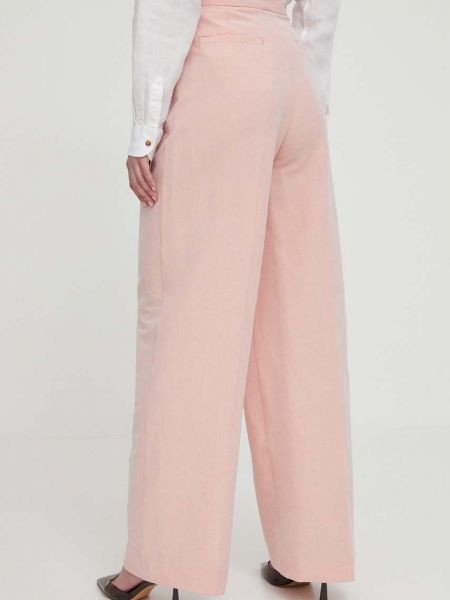 Pantaloni cu talie înaltă de in Barbour roz