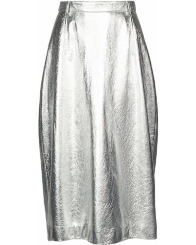 Kožená sukňa Balenciaga strieborná