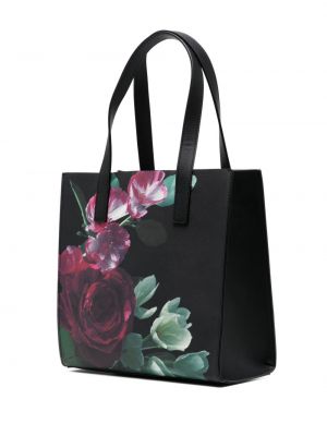 Květinová shopper kabelka s potiskem Ted Baker černá
