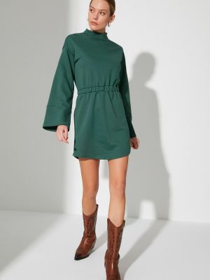Pletené mini šaty se stojáčkem Trendyol zelené