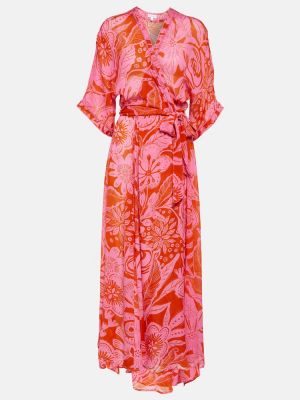 Макси рокля на цветя Poupette St Barth розово
