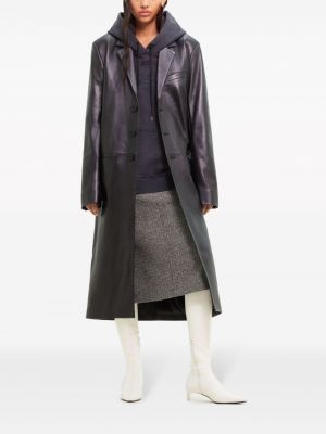 Kožený kabát na zip Courrèges černý