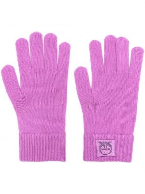 Kašmírové rukavice s výšivkou Pinko fialová