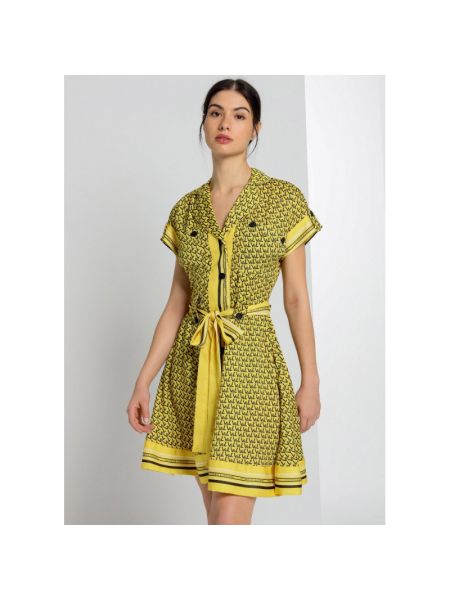 Платье мини с коротким рукавом Victorio & Lucchino желтое