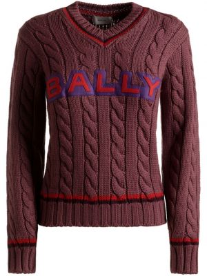 Μάλλινος πουλόβερ από μαλλί merino Bally μωβ
