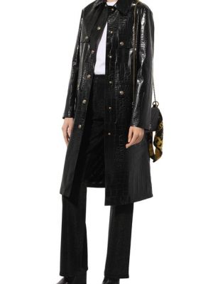 Пальто из искусственной кожи Versace Jeans Couture черное