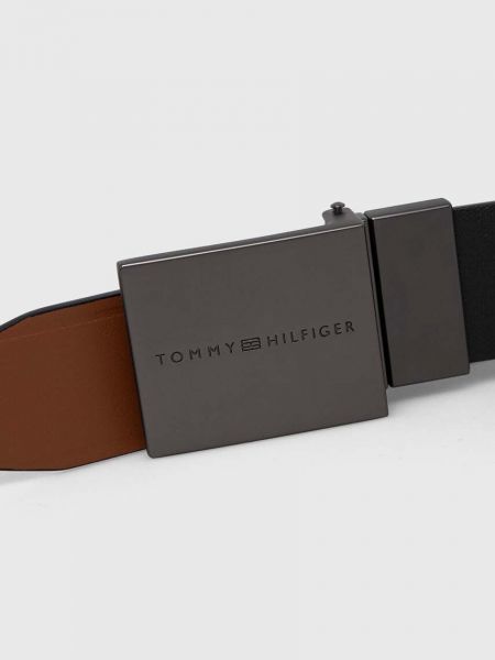 Oboustranný kožený pásek Tommy Hilfiger černý