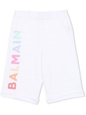 Jersey printti shortsit tytöille Balmain Kids valkoinen