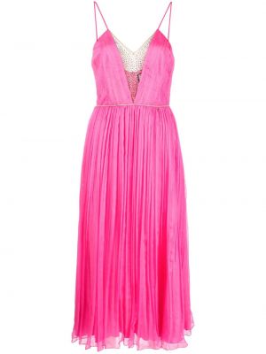 Плисирана коктейлна рокля с кристали Nissa розово