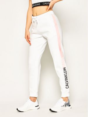 Αθλητικό παντελόνι Calvin Klein Jeans λευκό