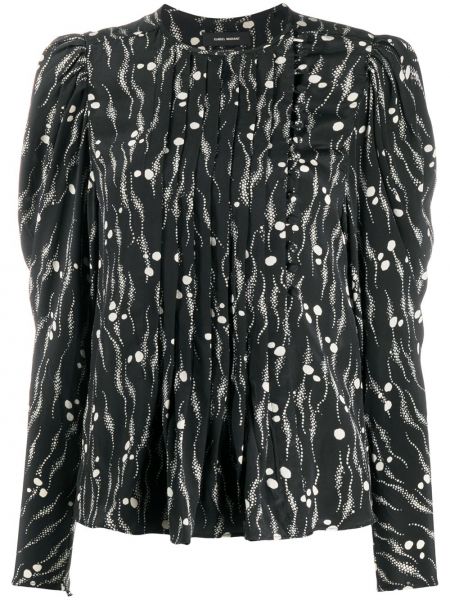 Top de seda con estampado con estampado abstracto Isabel Marant negro