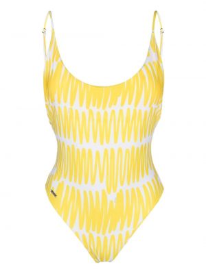 Costum de baie cu imagine cu imprimeu abstract Kiton galben