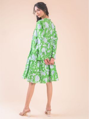 Платье мини в цветочек с принтом Dream зеленое