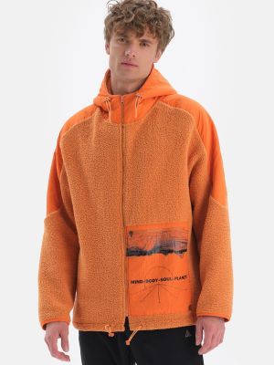 Палто с качулка с джобове Dagi оранжево