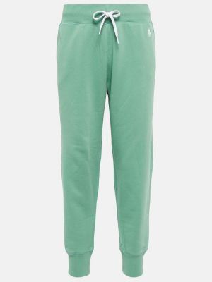 Pantaloni sport din bumbac din jerseu Polo Ralph Lauren verde