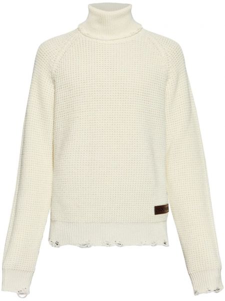 Плетен дълъг пуловер Dsquared2 бяло