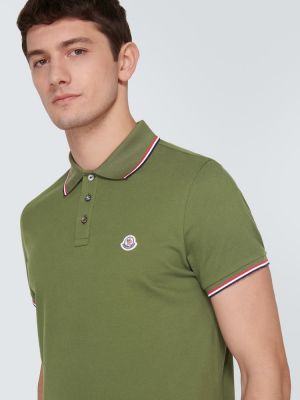 Medvilninis polo marškinėliai Moncler žalia