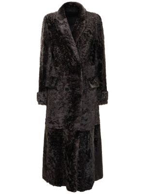 Palton de blană din piele reversibil din piele ecologică Alberta Ferretti gri
