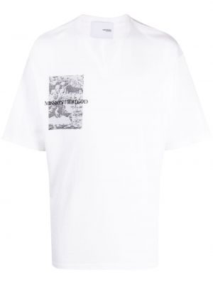 Pamut póló nyomtatás Yoshiokubo fehér
