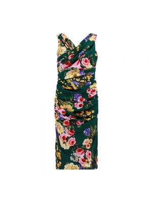 Jedwabna sukienka midi Dolce And Gabbana zielona