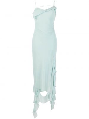 Sukienka midi z falbankami asymetryczna Acne Studios niebieska
