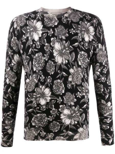 Jersey de flores de tela jersey Laneus negro