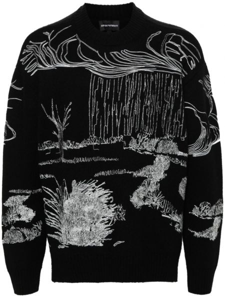 Пуловер бродиран с абстрактен десен Emporio Armani