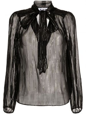 Прозрачна блуза с панделка Rixo черно