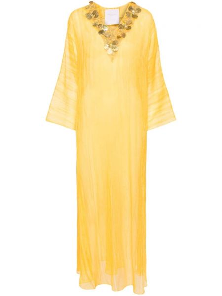 Μάξι φόρεμα με παγιέτες Shatha Essa κίτρινο
