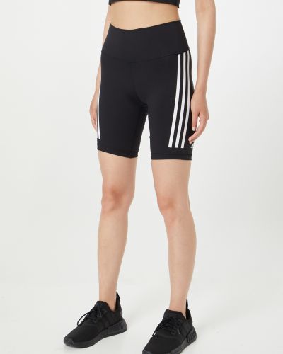 Csíkos csíkos magas derekú rövidnadrág Adidas Performance fekete