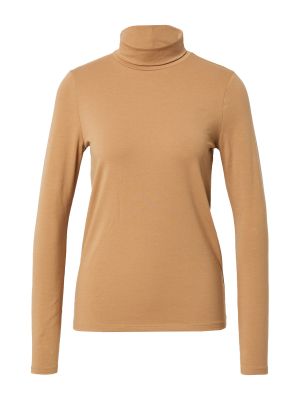 Jednofarebné bavlnené priliehavé tričko Gap - hnedá