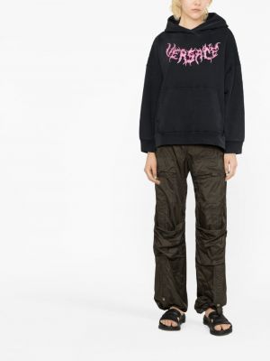 Kokvilnas kapučdžemperis ar apdruku Versace melns