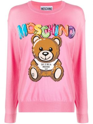 Sweatshirt i stickad Moschino rosa