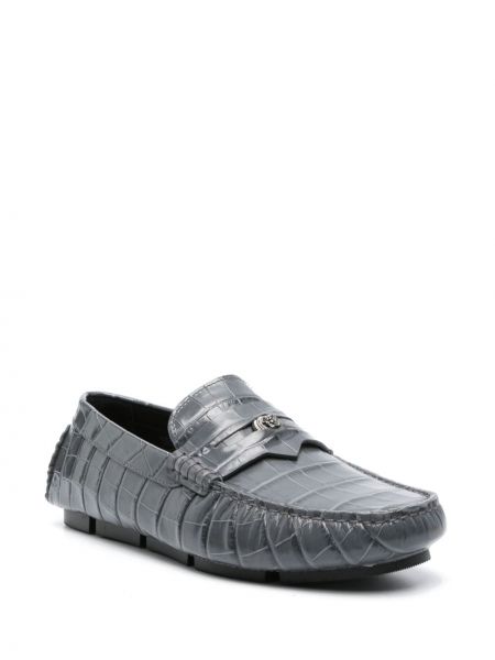 Kožené loafers Versace šedé