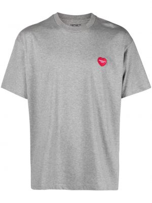 Bavlněné tričko se srdcovým vzorem Carhartt Wip šedé