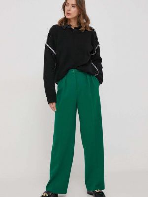 Proste spodnie z wysoką talią United Colors Of Benetton zielone
