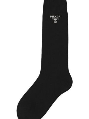 Кашемировые шерстяные носки Prada черные
