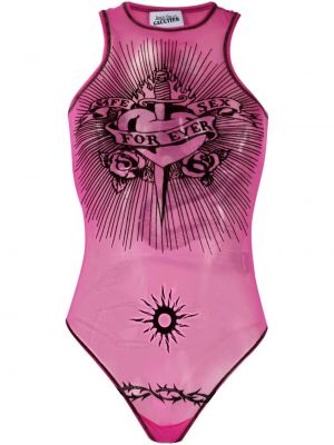 Body à imprimé Jean Paul Gaultier rose