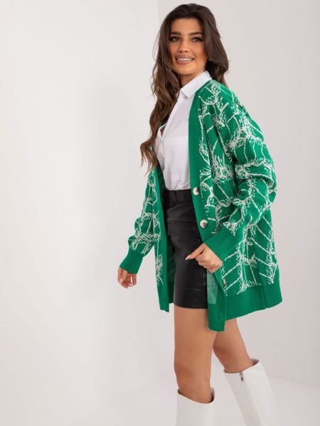 Cardigan cu imagine Fashionhunters verde