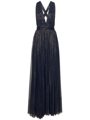 Svilena dolga obleka iz šifona s črtami Michael Kors Collection