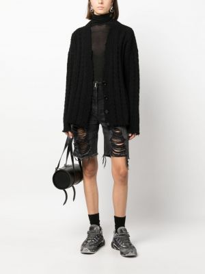 Woll strickjacke mit v-ausschnitt Mm6 Maison Margiela schwarz