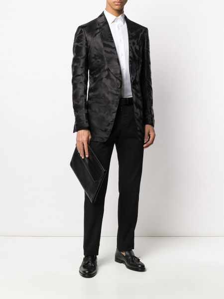 Žakárový saténový oblek s abstraktním vzorem Tom Ford černý