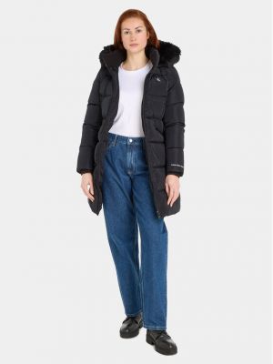 Pernata traper jakna slim fit Calvin Klein Jeans crna