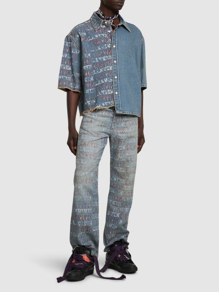 Asymetrická džínová košile s krátkými rukávy Lanvin